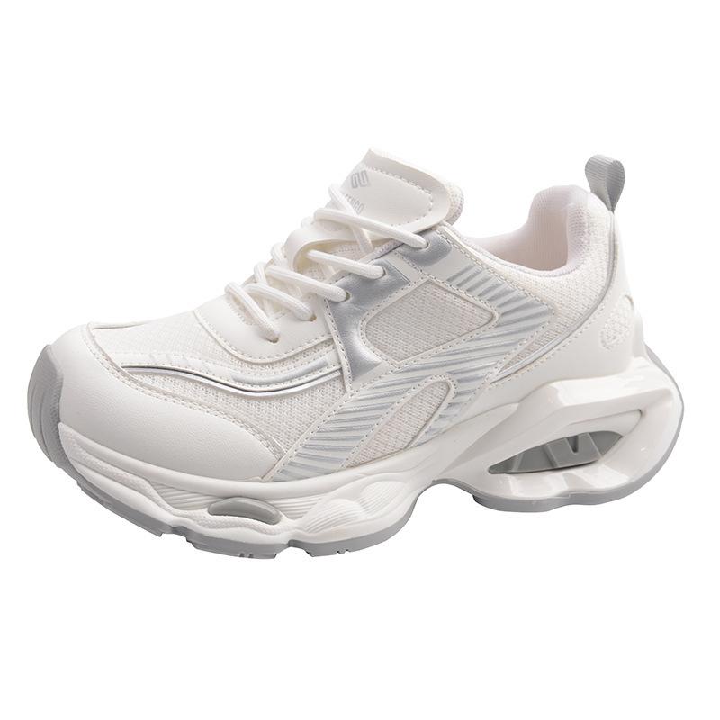 Mesh summer new breathable 2025 versatile dad shoes women's fashion lace-up platform sports casual white shoes