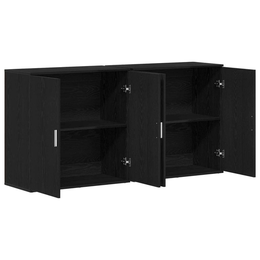 Sideboard 2 pcs Black Oak Look 79 x 38 x 80 cm