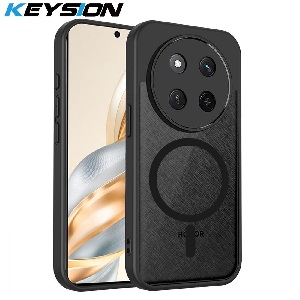 

KEYSION Matte Translucent Magnetic Phone Case for HONOR X9c 5G Silicone+PC Clear Shockproof Back Cover for Honor Magic 7 Lite 5G for Magic 7 Lite чорний