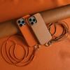 Full Grain Cowhide Leather Case for iPhone 17 Pro Max Air 16 Pro 15 14 Plus 13 12 11 Crossbody Long Strap Mobile Phone Cover