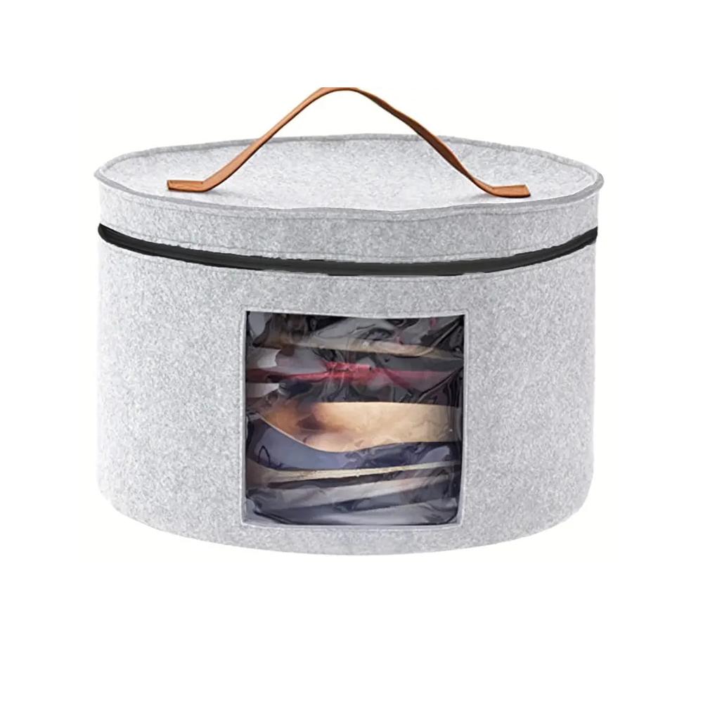 Outdoors Travel Storage Bucket Collapsible Dustproof Half Transparent Large Capacity Portable Felt Hat Storage Case For Home