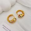 French Retro Stud Earrings Inlaid With Colored Zircon Heavy Industry Earrings Light Luxury Fashion Trend Temperament Versatile Earrings