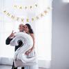 White Happy Anniversary Banner, Party Supplies for Wedding Birthday Party Ceremony Decoration