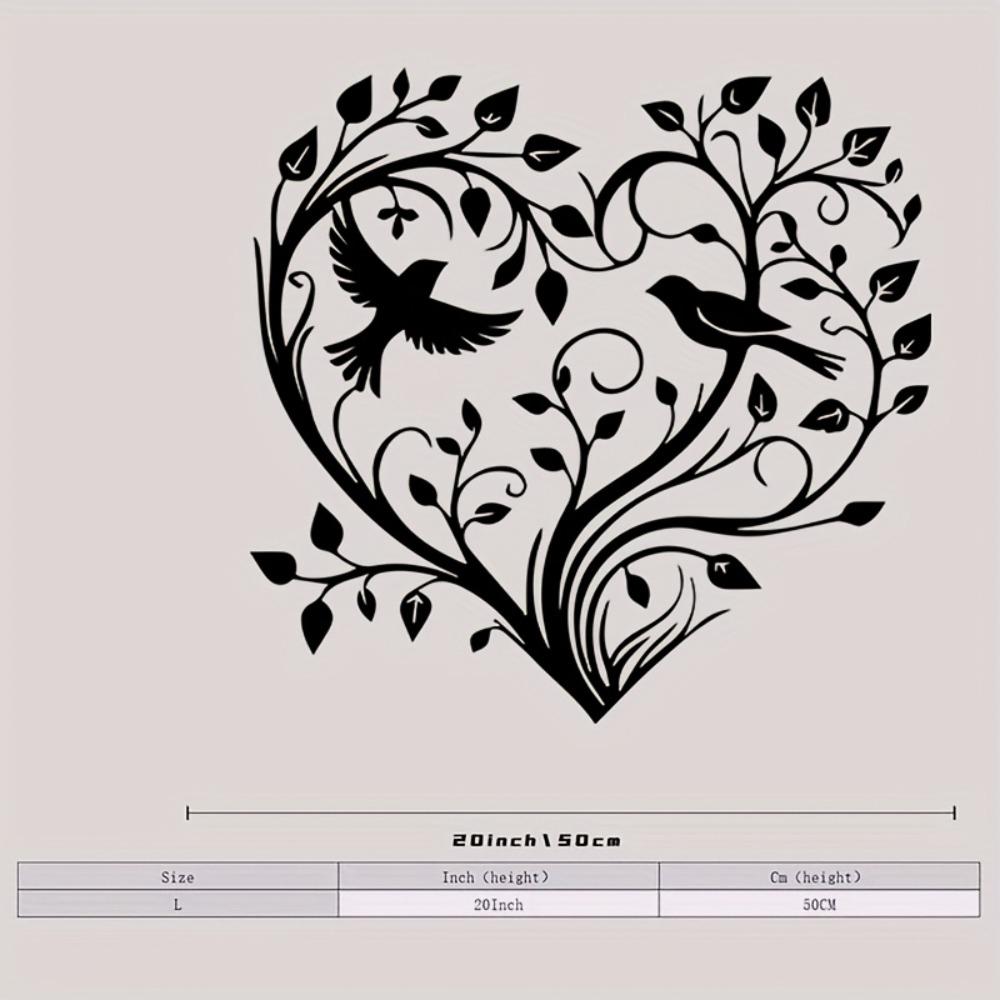 Tree of Life Metal Wall Art Heart Shaped Iron Sculpture Powder Coated Mural Decor for Living Room Anniversary Farmhouse Hanging Gift Couples