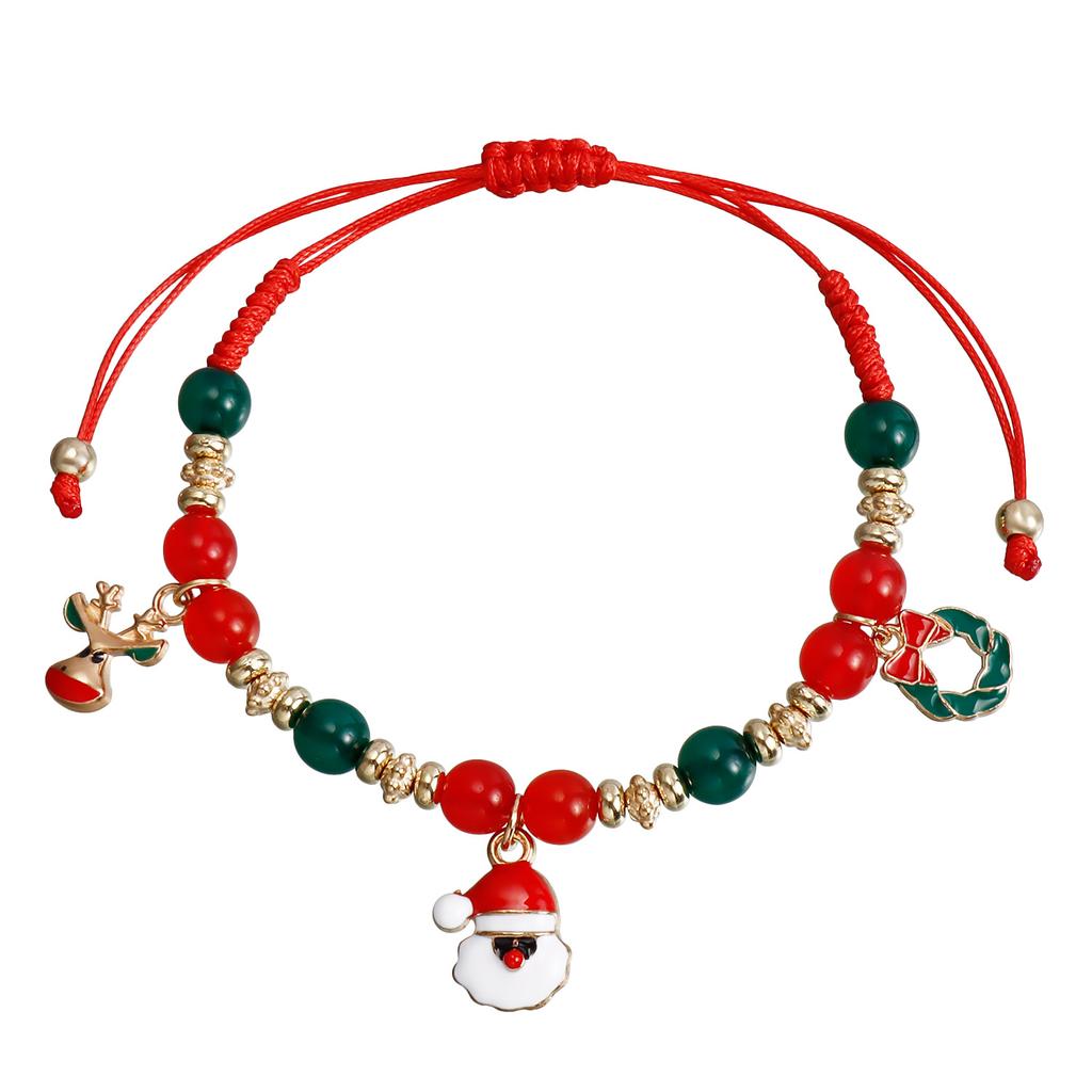 European and American Christmas Ornaments, Hand-woven Beaded Bracelet Sets, Snowman Elk Bells, Chinese Red Jewelry Gifts