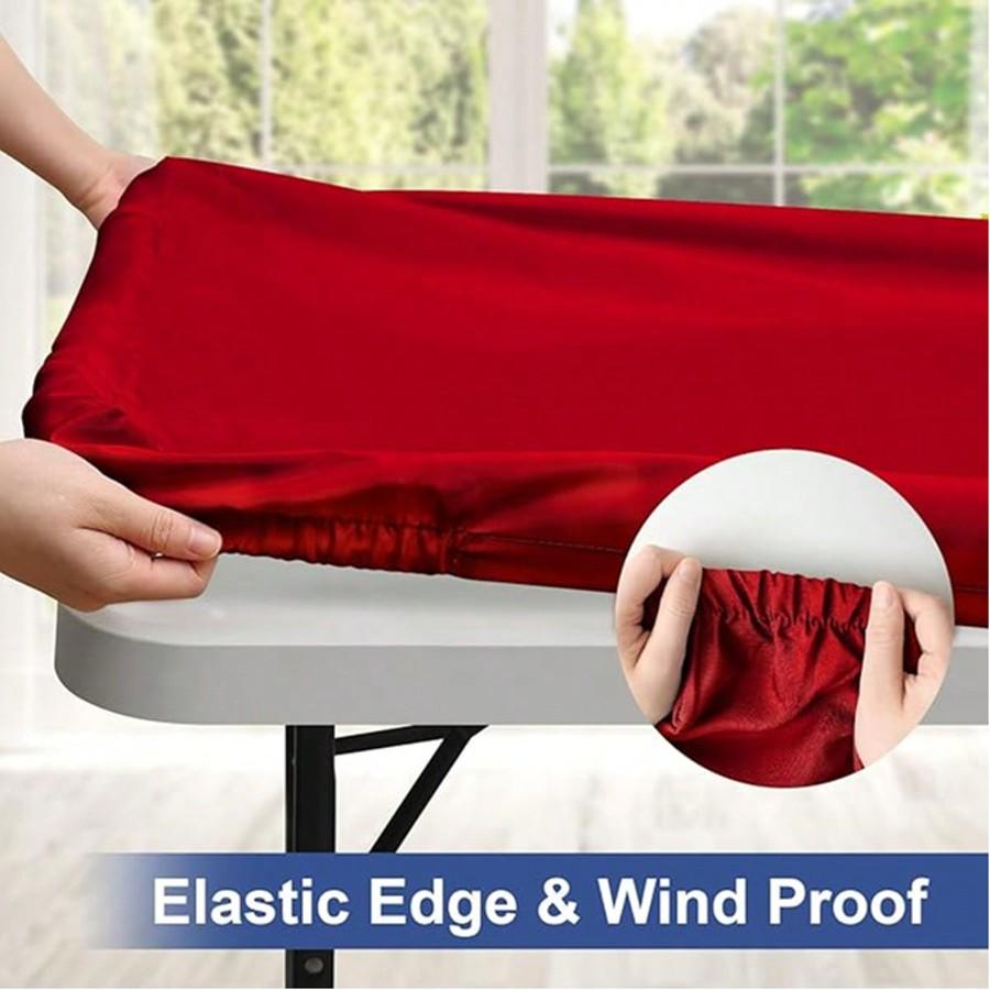 Christmas Decorative Tablecloth, Elastic Fit Tablecloth For 6ft Rectangular Tables, Stretchable And Washable Patio Tablecloth, Suitable For Outdoor