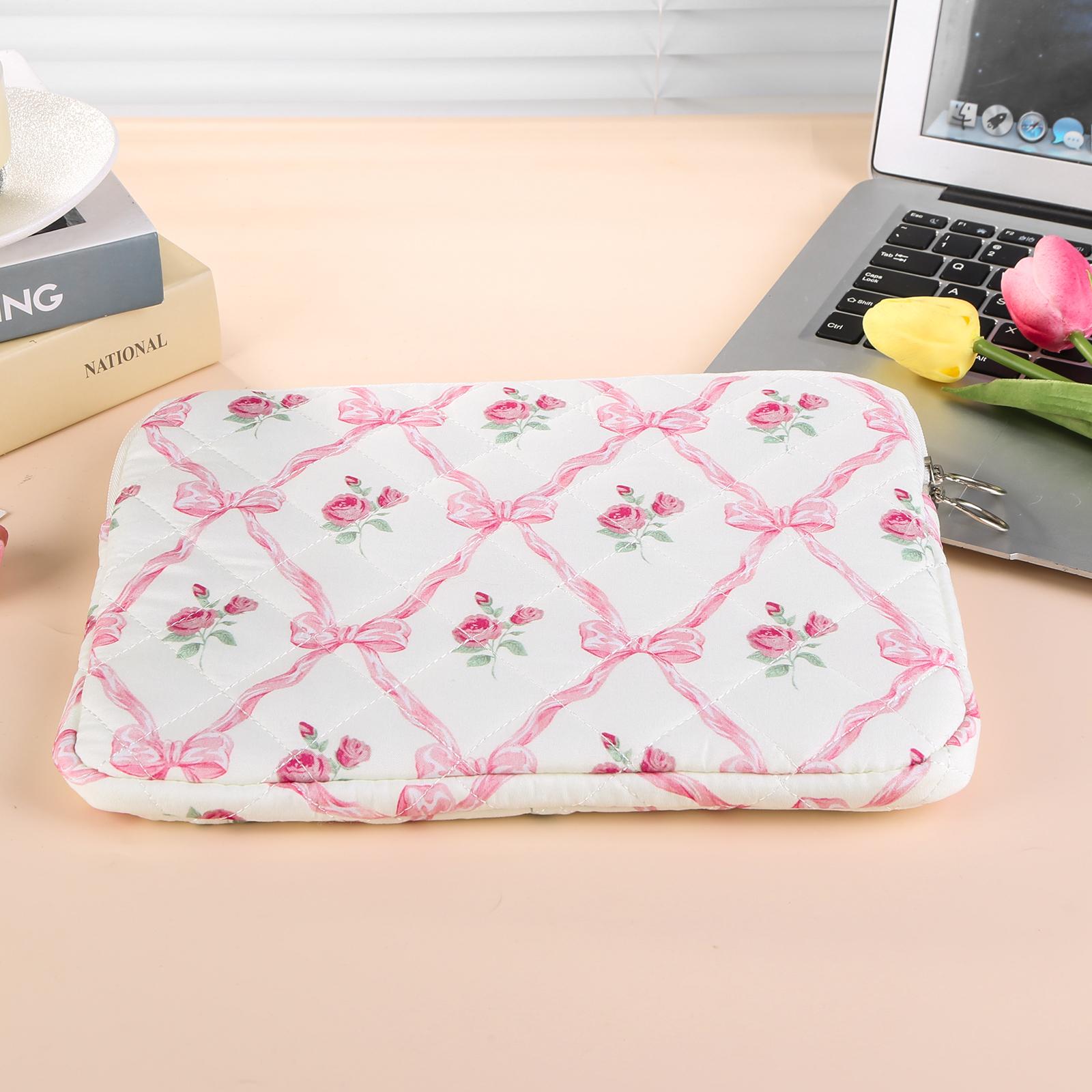 

Love Quilted Laptop Inner Bag Shockproof Tablet Storage Bag Floral Print Puffy Protective Case Cute Quilted Laptop Sleeve 11 In рожевий