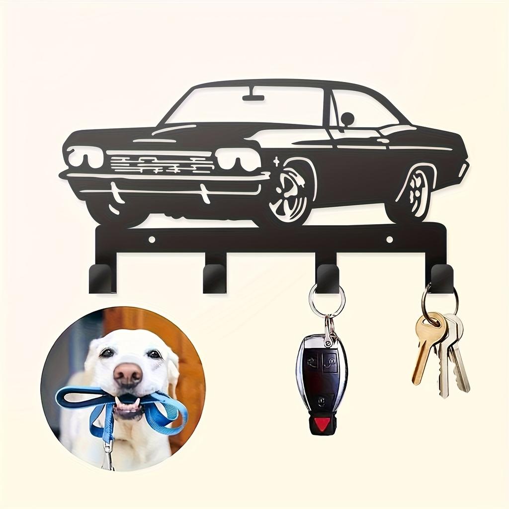 1 Sports Car-Themed Wall Hook - Rust-Free Metal Key & Belt Rack with 4 Hooks for Keys, Belts, Hats & Bags - Easy to Install