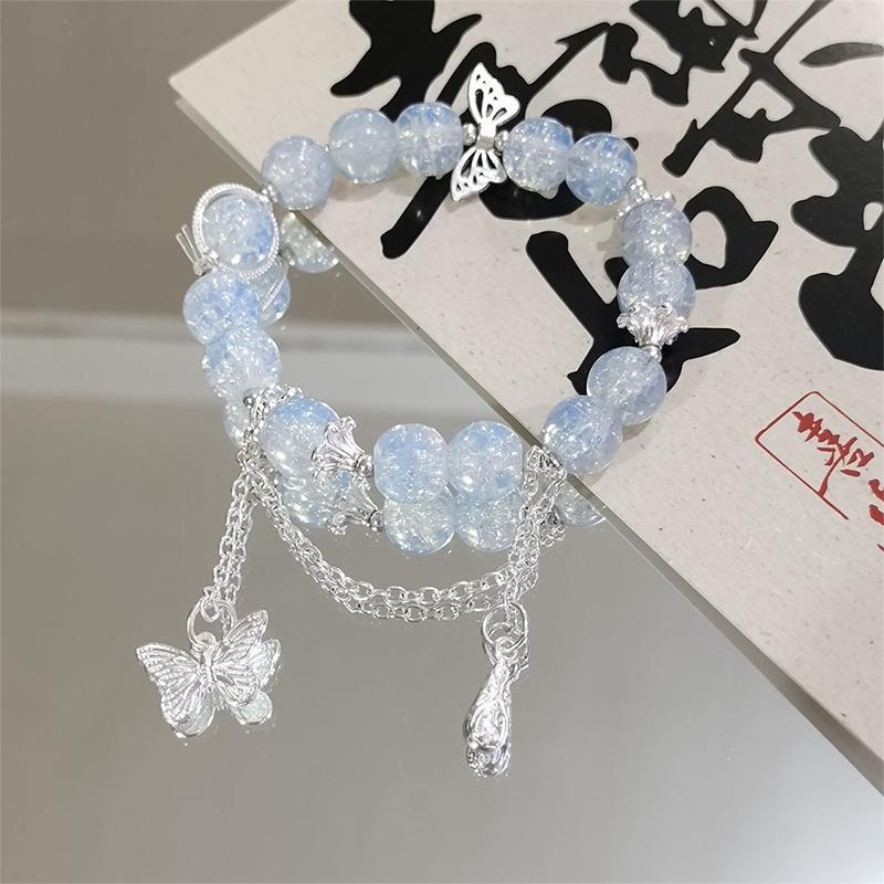Handgefertigtes Perlenarmband für Damen Elegantes Schmetterlings-Quasten-Anhänger-Accessoire für Geburtstagsgeschenk