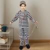 Kids Halloween Prisoner Costume Set With Faux Plastic Chain And Striped Hat For Cosplay Role Play Party