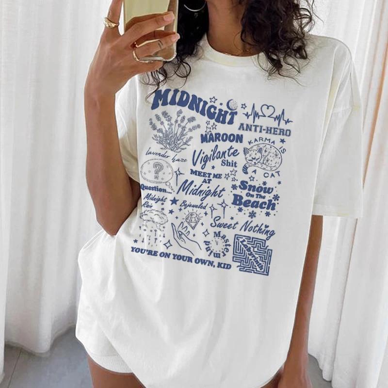 Women Vintage Music Concert T Shirt Casual Short Sleeve Fandom Graphic Tees Trendy Fashion T-Shirts Female Hippie Retro Tops