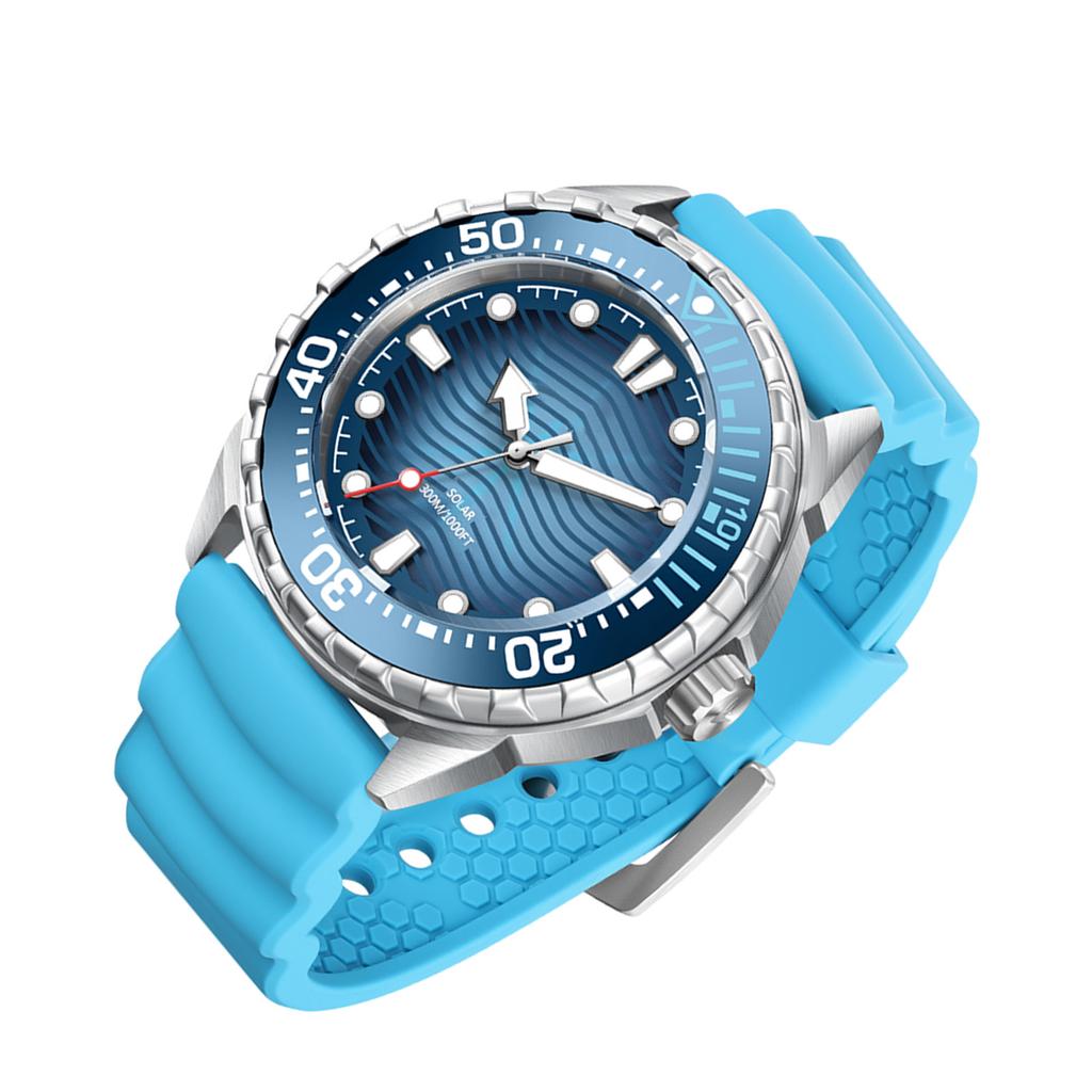 Solární quartzové potápěčské hodinky s noční luminiscencí 300M vodotěsné silikonový řemínek pro muže ženy