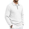 Herren Viertel-Reißverschluss Langarm Poloshirt Waffel Karomuster Jacquard Umlegekragen Freizeit Herbst Winter Lockerer Schnitt Pullover Oberteile