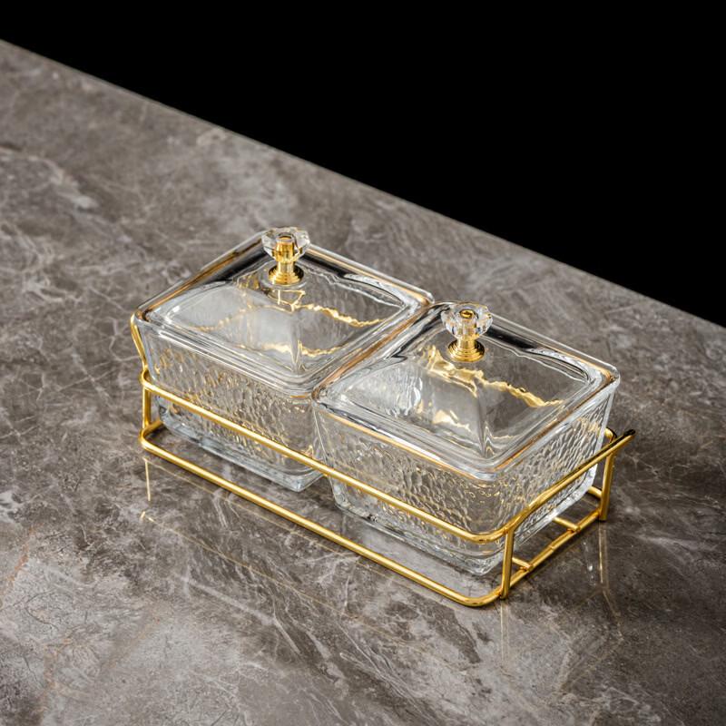 WUHE Two-Compartment Gold-Edge Lid Serving Platter