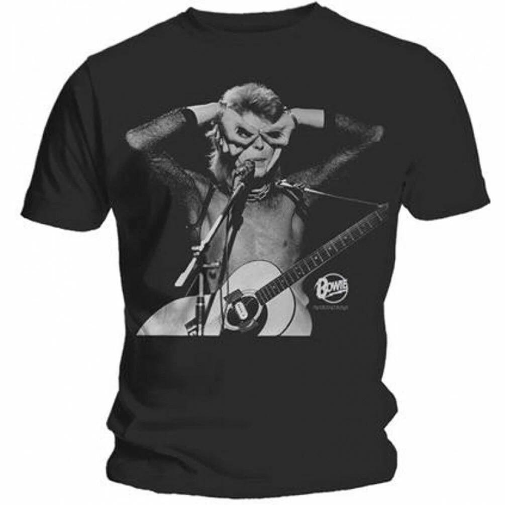 Official David Bowie Hands Over Eyes Mens Black 100% Cotton T-shirt Mens Tees Top David Bowie Classic Tee M