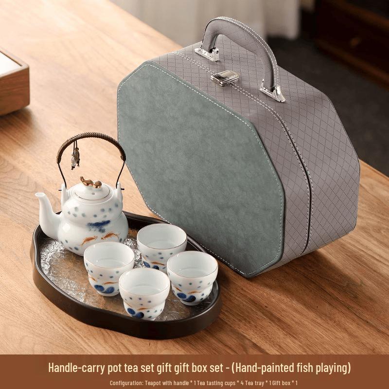 Chaxun Hand-painted Fish Play Kung Fu Tea Set