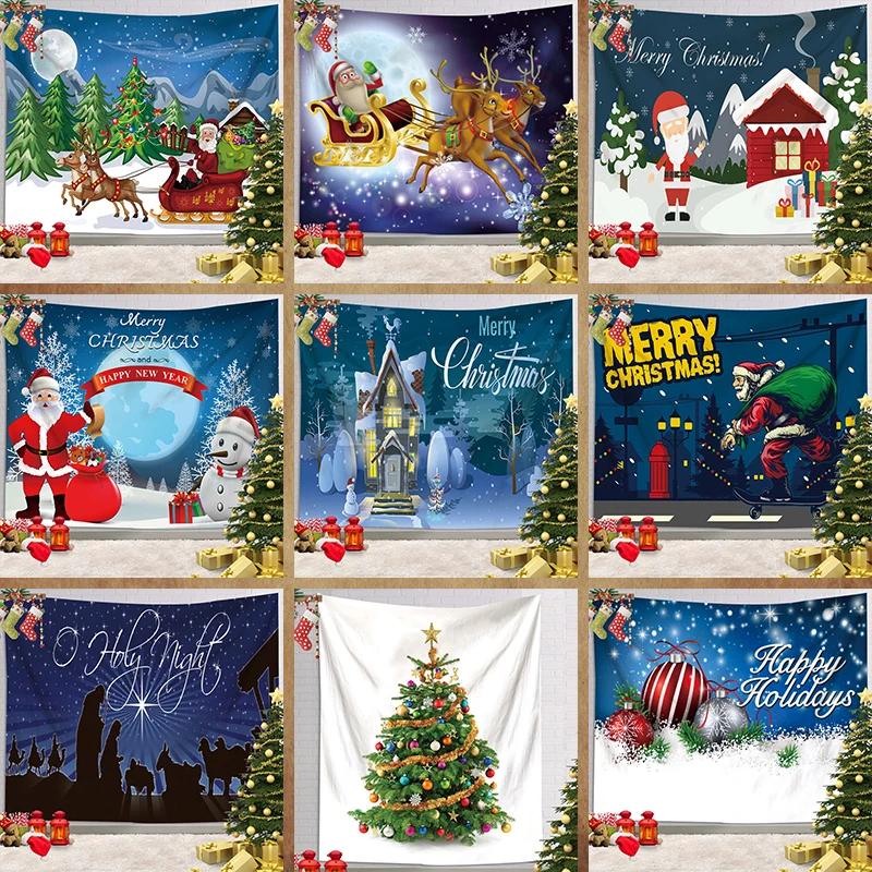 Ashou Merry Christmas Tapestry Wall Decor Hanging Room Decoration Christmas Tree Decorations Santa Claus Tapestry Home Decor