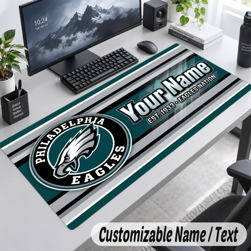 Philadelphia Eagles Personalized Large Mouse Pad Custom Name Text Extended Desk Mat Gaming Mousepad