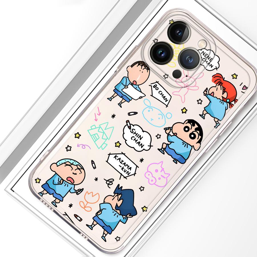 Soft Phone Cover Case for iPhone 17 Pro Max 12 Mini 16 11 XS Max XR 15 Air 7 8 14 Plus 13 Pro Crayon Shin Chan Cartoon