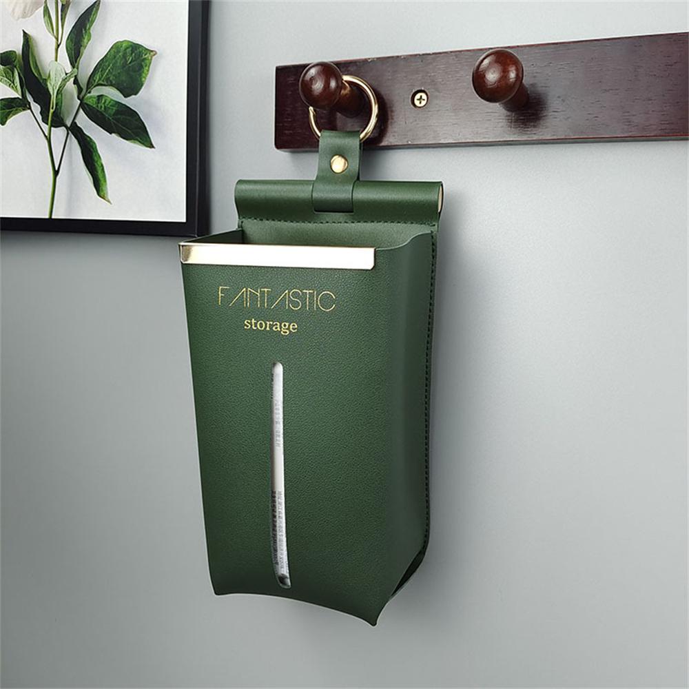 

Hangable Tissue Case Box PU Leather Anti-Moisture Pumping Paper Container Home Office Desktop Organizer Napkin Storage Holder зелений