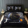 3pcs Black Bedding Set Basketball Dunk 3D Print Cozy Duvet Cover Set King Queen Twin Single Size Birthday Gift Boy Bedroom Decor