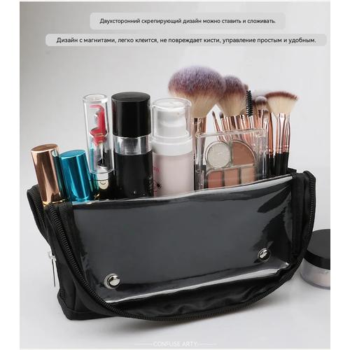 Professional Makeup Brush Bag Large Capacity Clear Portable Stand Up Easy Clean