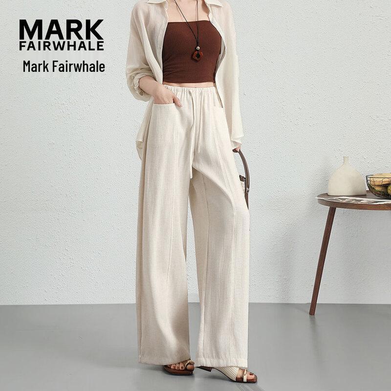 Mark Fairwhale Women s Linen Blend Drapey Wide-Leg Casual Pants L