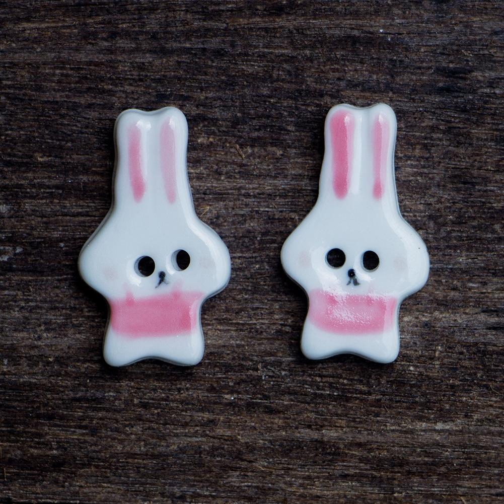 UK Handmade High-End Cute Rabbit Ceramic Buttons for DIY Windbreaker