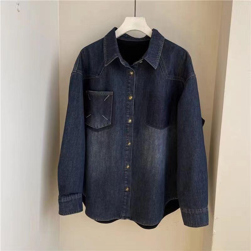 

Женская джинсовая куртка Зимняя утепленная теплая рубашка Двухслойная винтажная утепленная теплая куртка XL