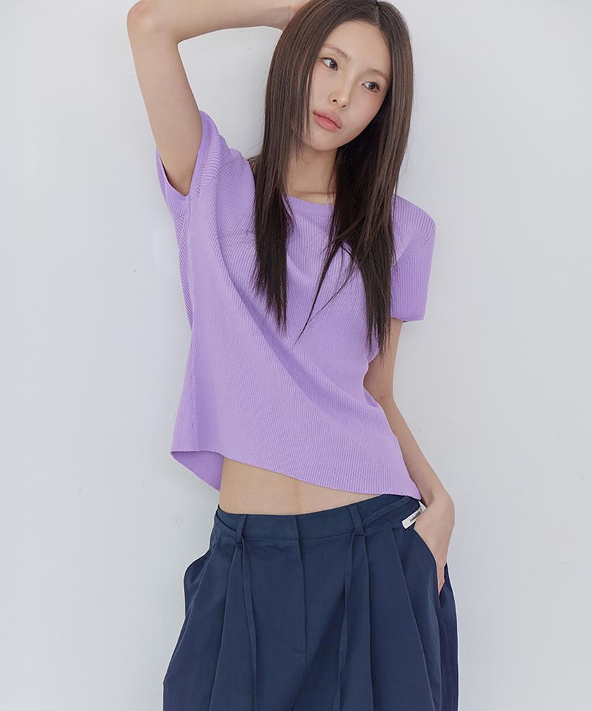 Leondeondada Back Hem Slit Knit T-Shirt, 2Colors