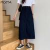 Spring Summer Women's Plus Size High Waist Casual Denim Split Skirt Mid-length A-line Hip Skirt