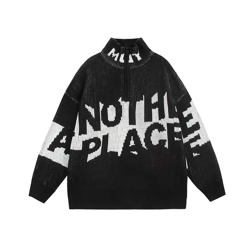 

Шерстяной свитер с воротником-стойкой на молнии до середины для мужчин и женщин XL чёрный