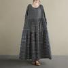 Dlouhý rukáv plus size bavlněné vintage kostkované puntíkaté novinka šaty pro ženy ležérní volné jarní podzimní šaty