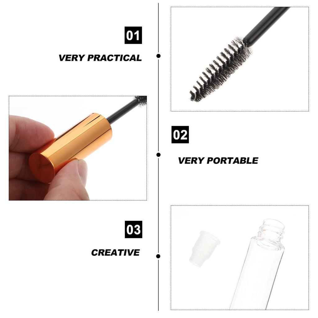 10Pcs Eyelash Growth Liquid Refilling Bottle Empty Mascara Tube with Wand Reusable Mascara Container Travel Daily Use