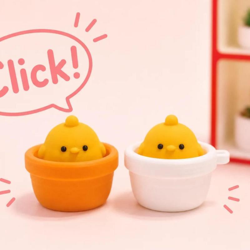 Silent Finger Button Fidget Clicker Keychain Soft Slow Rebound Anti-Stress Mini Toy for ADHD People Daily Relaxation