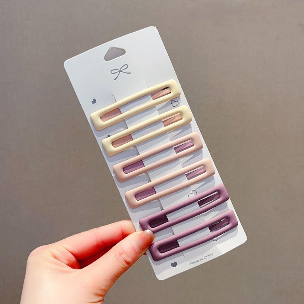 6pcs/set Frosting Rectangle Hairpins Korean Style Geometry Barrettes Vintage   Girl