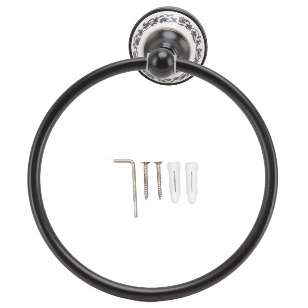 Brass Towel Holder Black Towel Rack Durable Towel Ring Bathroom Kitchen Washroom