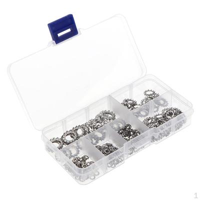 300Pieces M2.5- M8 Inner 4 Stainless Steel External Serrated Lock Washers Gasket