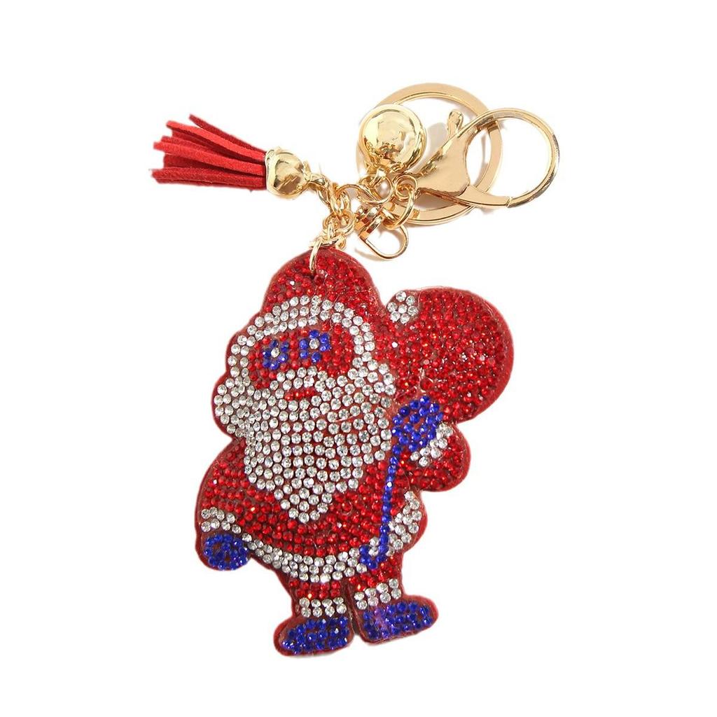 Christmas Series Rhinestone Keychain - Santa & Reindeer Pendant Handbag Charm