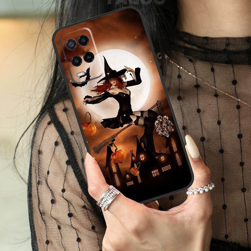 Halloween Moon Witch Horror Case For Oppo A5 Pro A15 A17 A57 A77 A18 A38 A58 A78 A98 A94 A74 A54 A40 A60 A80 A96 A76 A16