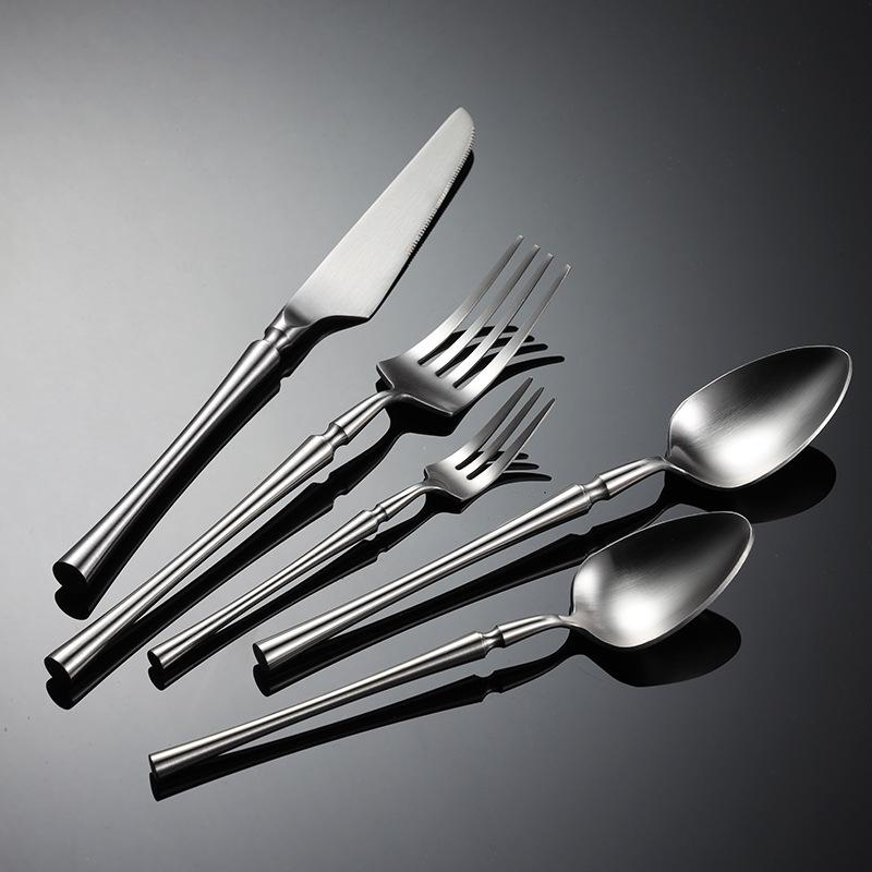 Slim Waist Handle Stainless Steel Cutlery Sets Western Tableware Knife Fork Spoon Tea Kitchen Accessories Hotel Table Service