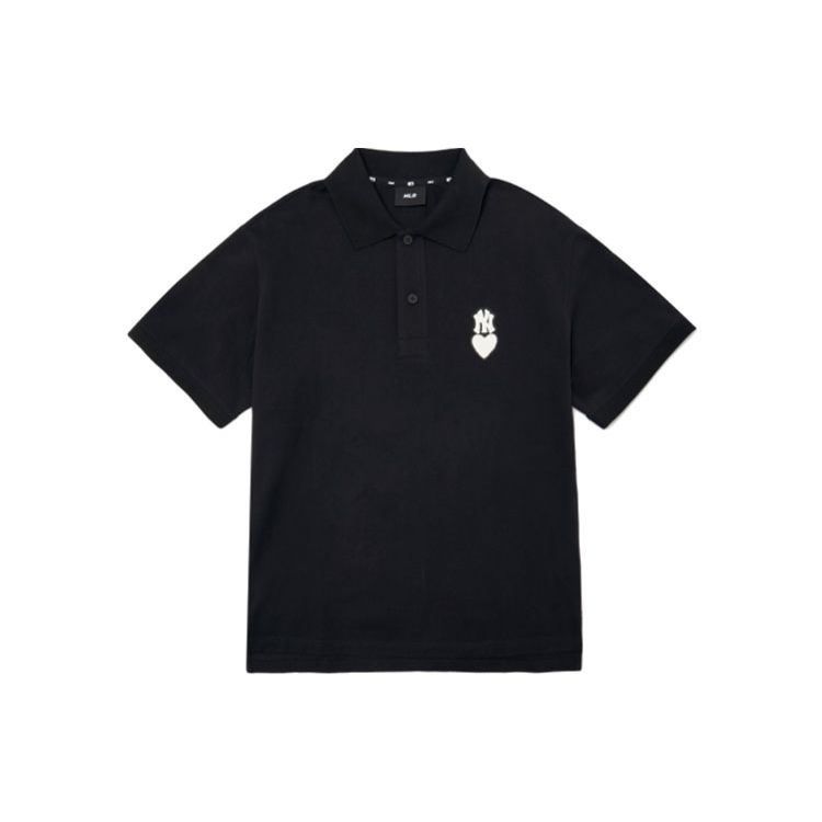 MLB Basic Logo Series New York Yankees Heart Logo Short Sleeve Polo Shirt Men polo shirts Black 3LPQH1023-50BKS