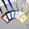 Pu Leather Id Badge Card Holder With Neck Lanyard Vertical Horizontal Work Name Tag Sleeve For Office Employee School
