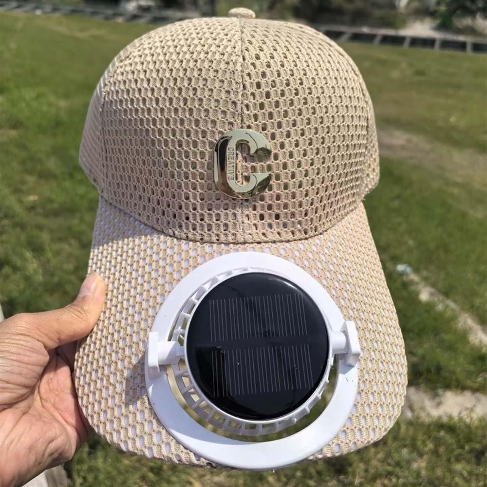 Portable Solar Powered Fan Baseball Cap Adjustable 300mA Rechargeable Fan Hat Long-lasting Versatile Cooling Mesh Peaked Cap