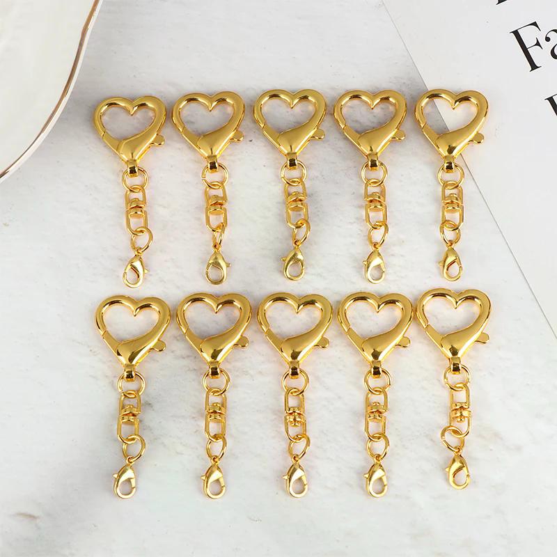 5/10Pcs Heart Lobster Clasp Chain Connector For DIY Jewelry Making Findings Key Chain Accessories
