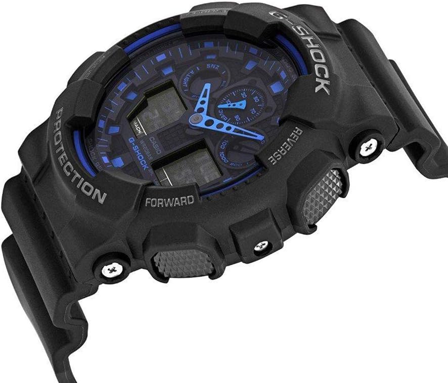 Casio G-Shock GA-100-1A2 Ana-Digi Magnetic Resistant Men's Watch Black Blue (Parallel Import)