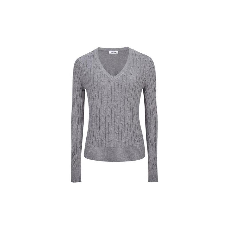 Dámský svetr s V-výstřihem a copánkovým úpletem Módní Elegantní Dlouhý Rukáv Top Slim Fit Pulovr Top Podzim Zima Elegantní Ležérní Pleteniny Základní Sladké Oblečení