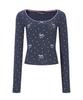 Peullijeunopallou Pony Flower Lace Long Sleeve Top (Navy)