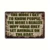 1pc Humorous 'Noah Only Let Animals On The Boat' Vintage Metal Sign - 12x8" Aluminum Wall Art, Rustic Decor for Home Bar, Garage