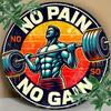 Pc Vintage-geïnspireerd No Pain No Gain Aluminium Wandkunstbord x Inch Rond Motiverend Fitness Decor met Halter